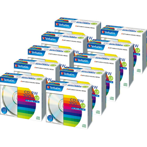 Ｖｅｒｂａｔｉｍ データ用CD-RW 700MB 4倍速 ブランドシルバー 5mmスリムケース 1箱(100枚:10枚x10個)(SW80QU10V1C) 目安在庫\u003d△
