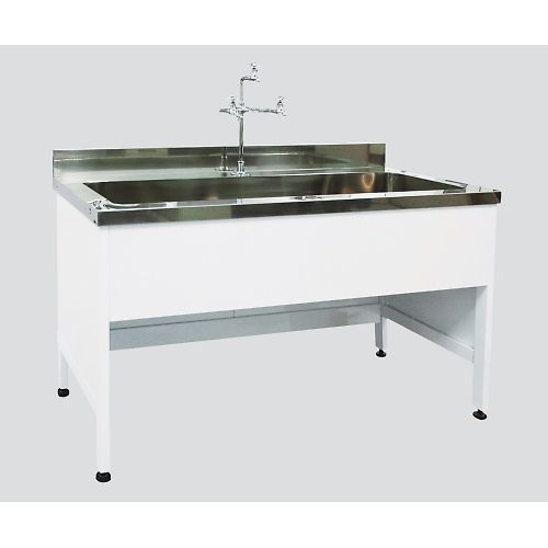アズワン 中央実験台用スチール流し台 奥行６００・１槽シンクタイプ １２００×６００×８００mm (1台)(3-4152-01) 取り寄せ商品