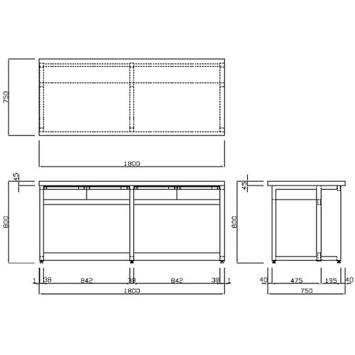 アズワン 分析機器用作業台 (オープンタイプ・引出し付き) 1800×750×800mm (1台)(3-1339-14) 取り寄せ商品|ナノズ 店