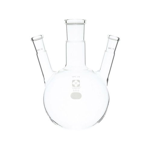 柴田科学の科目 SPC三口丸底瓶 500mL (1個)(61-4416-86) 取り寄せ商いもの