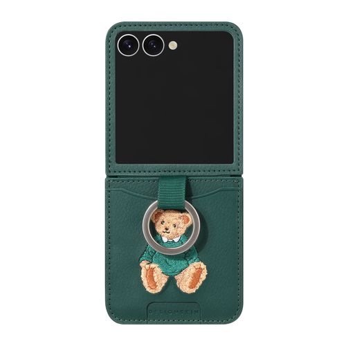 DESIGNSKIN DESIGN SKIN ベア刺繍カードポケット付きケース for Galaxy Z Flip7 グリーン(DSK28048GZFP7) 取り寄せ商品｜ナノズ　店
