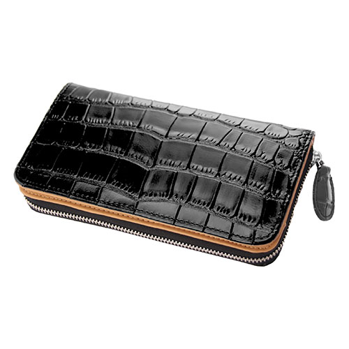 J.HARRISON J.HARRISON 長財布 牛床革クロコ型押し・ギャルソンウォレット 小銭だけが小銭入れに移動 ブラック(JWT-025BK) 取り寄せ商品