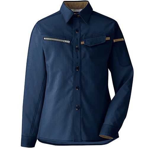 ミドリ安全 帯電防止JISベルデクセルフレックス 女性用 シャツ VELS2537上 ネイビー 13号 1着(VELS2537-UE-13) 取り寄せ商品｜ナノズ　店