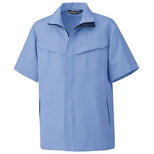 ミドリ安全 帯電防止JIS IEC対応 男女共用半袖ジャケット VEFS802 ラベンダーブルー 5L 1着(VEFS802-UE-5L) 取り寄せ商品｜ナノズ　店
