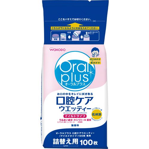 アサヒ人だかり食料雑貨類 ASAHI オーラルプラス 口ケアウエッティー マイルドタイプ 詰替用 1書き割り(1200枚:100枚×12容器に並べる)(4987244172518 x12) 準拠集団店卸し資産\u003d○