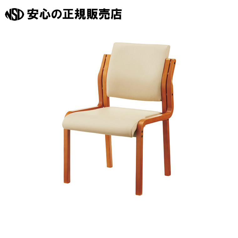 話し合いイス WF-C5LN ベージュ肘無 木製 WF-C5LN BE 《 ジョインテックス 》