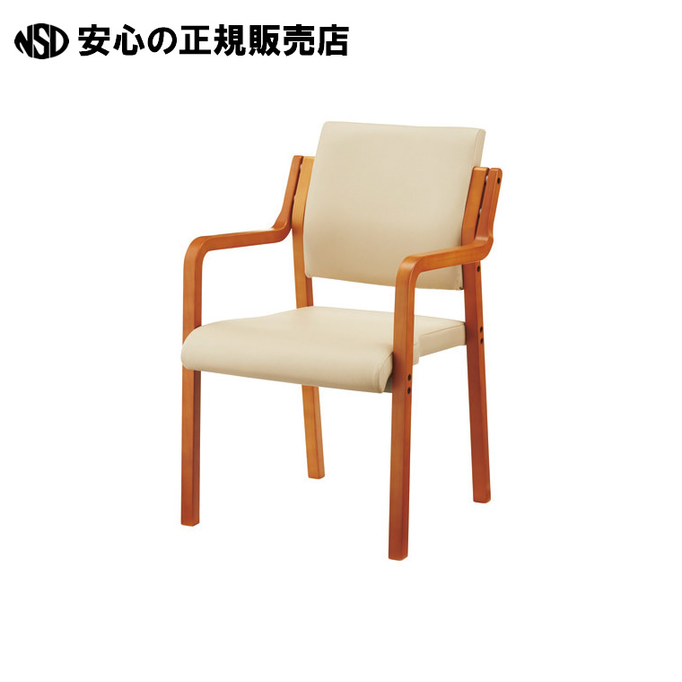 会議イス WF-C5ALN ベージュ 肘付 木製 WF-C5ALN BE　《 ジョインテックス 》