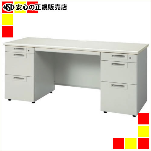 《 プラス 》 両袖机 RJ-166D-33 LGY エルグレー