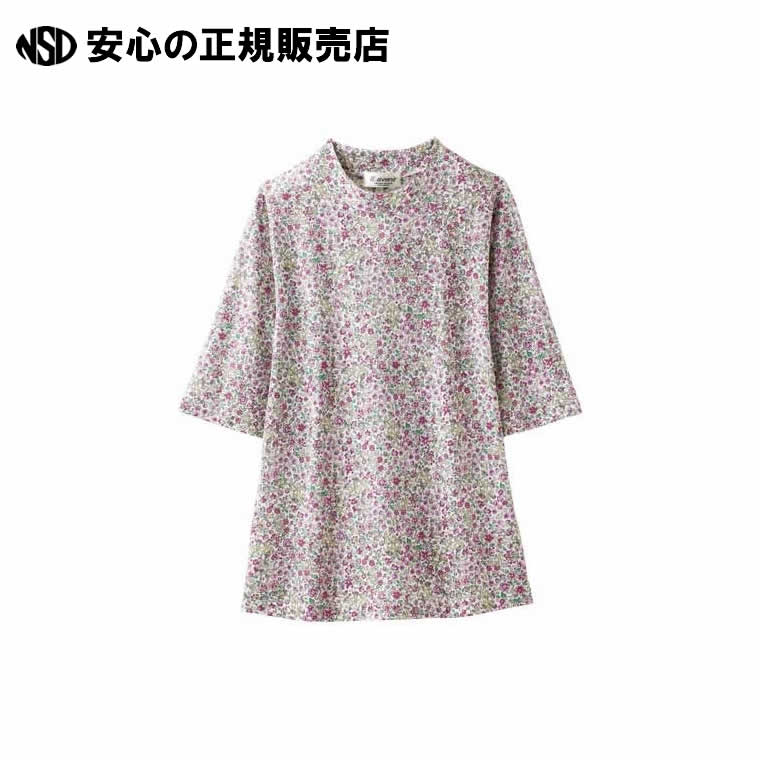 強撚綿の小花柄プルオーバー ピンク系M～L 6148-2087-1-1 《 アイケイ 》