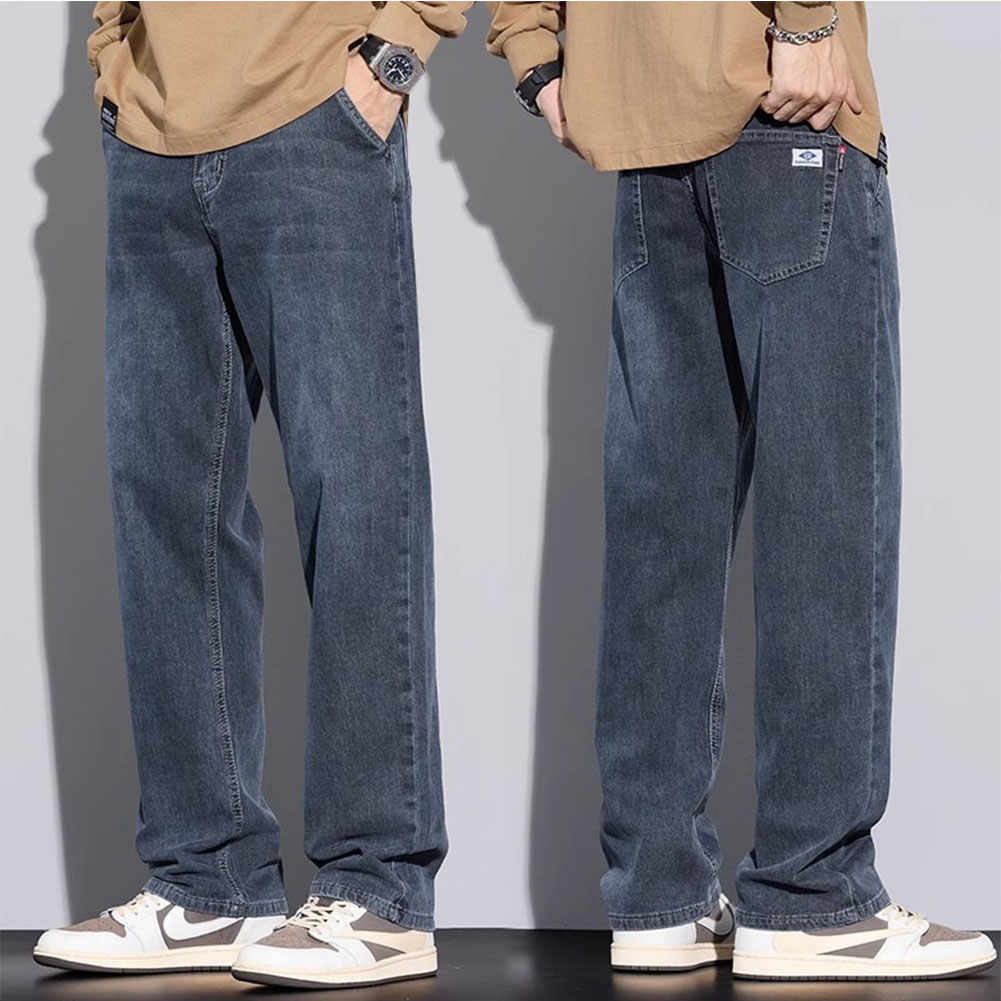 51%OFF!【時間限定:14,360円→7,036円】メンズ デニムパンツ ジーンズ ストレート ワイド ルーズ アメリカン ビッグシルエット ゆったり ボリューム ヴィンテージ 風 デニム ズボン スプレー ダメージ加工 長め春夏 秋冬 おしゃれ ストリート カジュアル