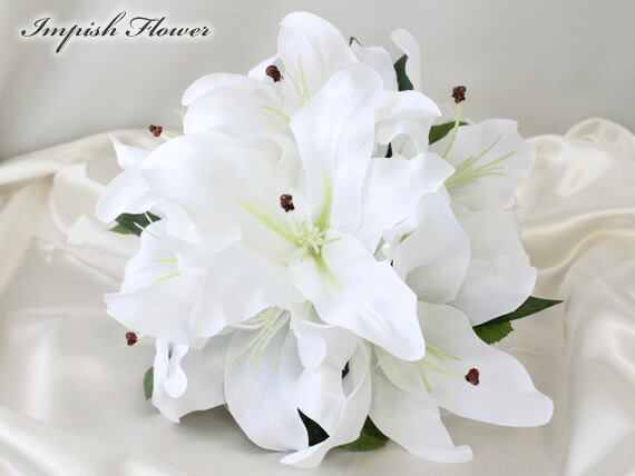 驚きの値段 ブライダル 直径26cm ブーケ 人気 ブライダルブーケ カサブランカ Bou 13 ラウンドブーケ アートフラワー シルクフラワー 高級造花 造花 トスブーケ 激安単価で Nst Com Au