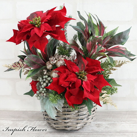 楽天市場】送料無料 ポインセチア・モミの木を使ったアートフラワー