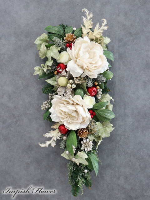 楽天市場】クリスマスリース 玄関 ポインセチア 造花 スワッグ