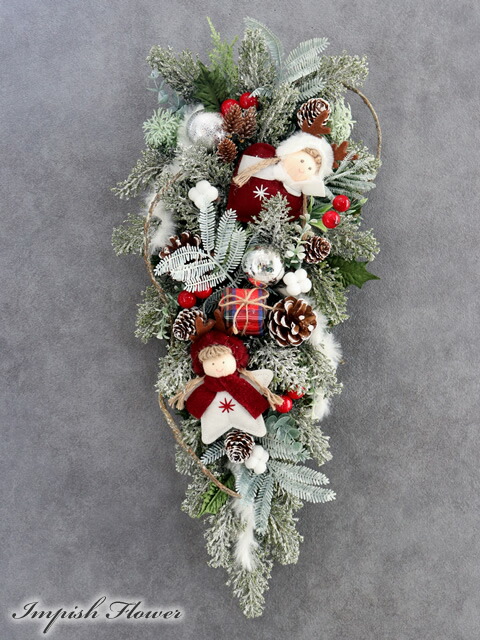 クリスマススワッグ 豪華 クリスマスリース 玄関 白 壁掛け 造花 おしゃれ 花