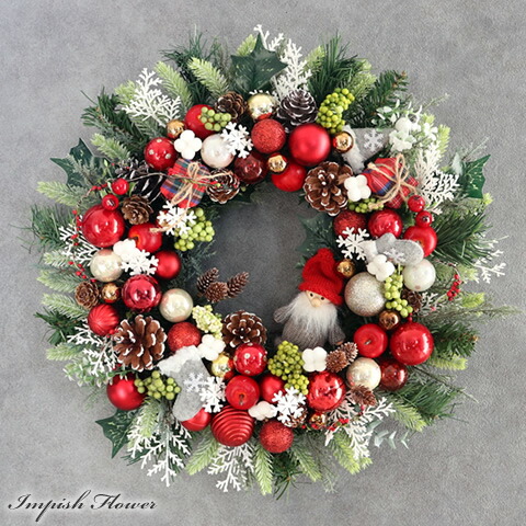 クリスマスリース クリスマス リース おしゃれ かわいい 玄関 造花 北欧
