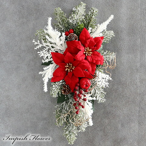楽天市場】クリスマススワッグ クリスマスリース ポインセチア 赤