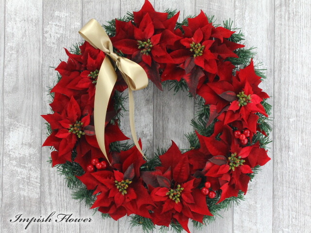 想像を超えての魅力 クリスマスリース X Masリース おしゃれ X Masリース W 169 Impish ポインセチア 造花 アーティフィシャルフラワー おしゃれ 豪華 Naocolourクリスマス クリスマス リース アレンジ 人気 玄関 玄関 From クリスマスリース