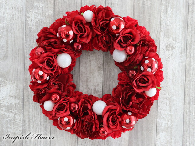 リース 造花 クリスマスリース 玄関 壁掛け アートフラワー 豪華 クリスマリース 玄関 造花 おしゃれ クリスマス 壁掛け インテリア