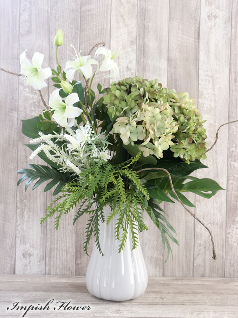 楽天市場】造花 フラワーアレンジメント インテリア 白 バラ 開店祝い