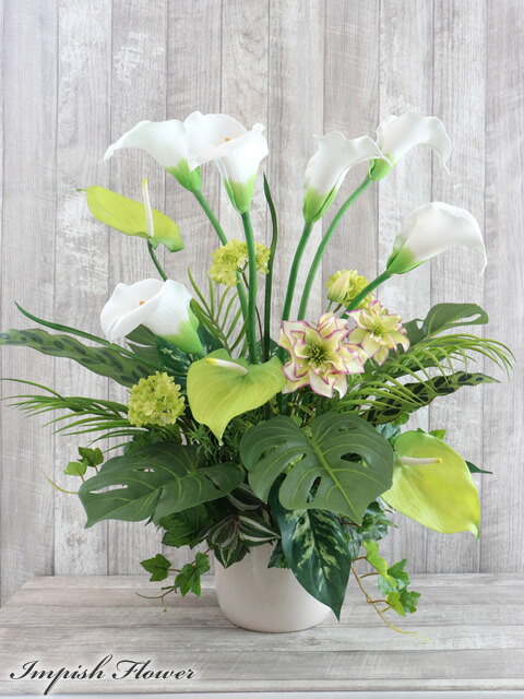 ホワイトバラの造花アレンジメント 大きめ 楽天市場】造花 フラワーアレンジメント インテリア 白 バラ 開店祝い