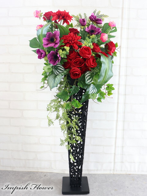 造花 照明ランプ花 馬鹿でかい 薔薇 赤 美術御花 開店祝賀会 申し合わせ 照明ランプ
