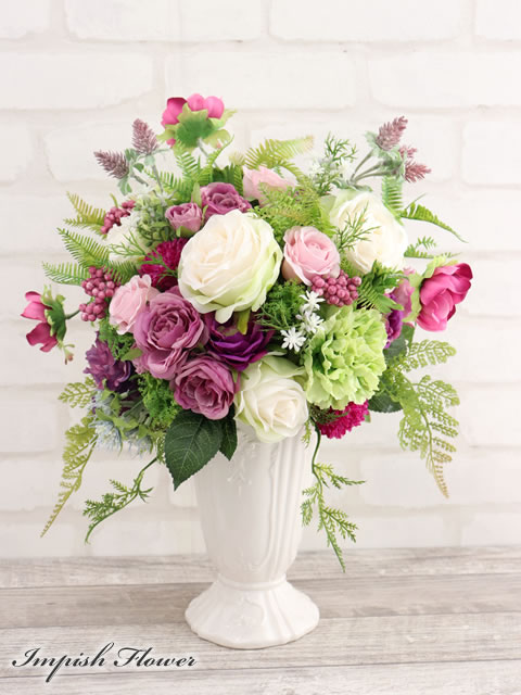 楽天市場】造花 アレンジメント インテリア フラワーアレンジメント