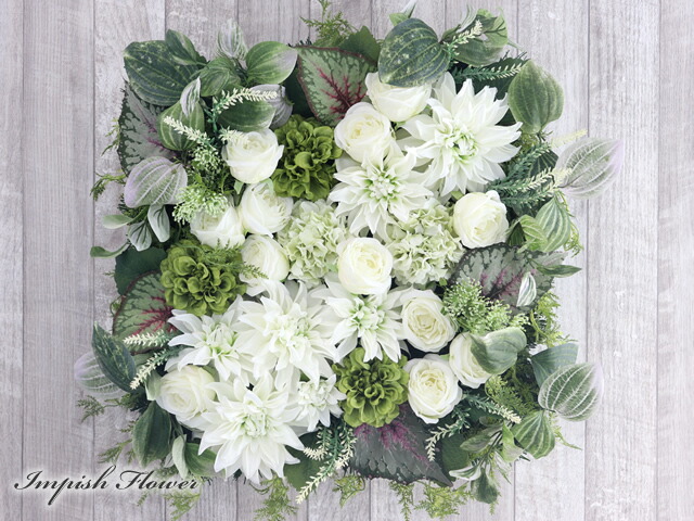 商品名【梓】ゆきこ♥オフホワイトローズの秋冬フラワーリース✳ 玄関リース 商品名【梓】ゆきこ♥オフホワイトローズの秋冬フラワーリース✳ 玄関