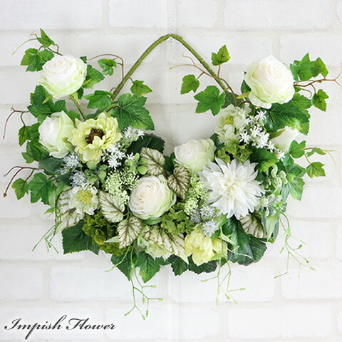 楽天市場】造花 壁掛け インテリア リース カサブランカ