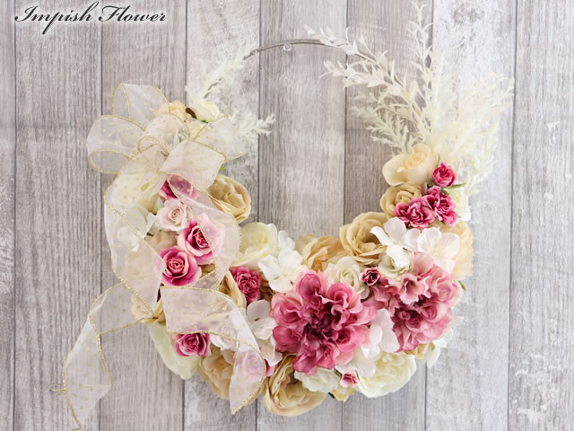 楽天市場】造花 壁掛け インテリア リース カサブランカ おしゃれ