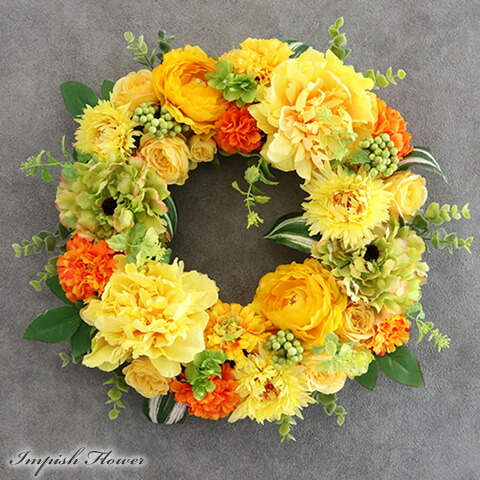 楽天市場】造花 リース 秋 高級 豪華 特大 壁掛け アートフラワー 玄関