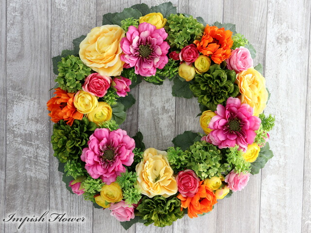 楽天市場】リース 造花 豪華 特大 壁掛け フラワーリース インテリア