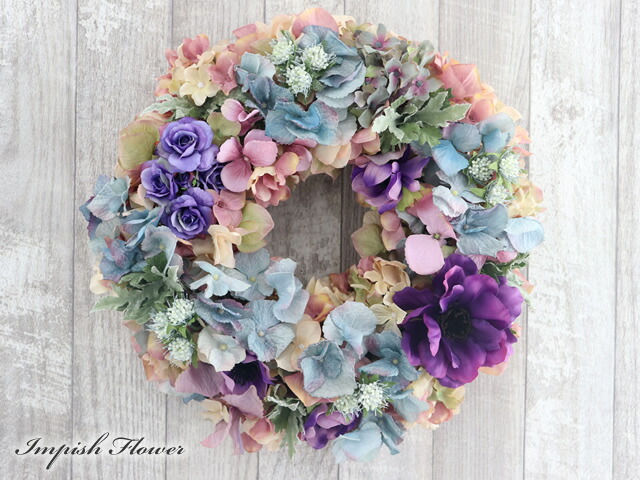 商品名【梓】ゆきこ♥オフホワイトローズの秋冬フラワーリース✳ 玄関リース ホワイトフラワーリース(35cm) | 【公式】Michika Flower Design