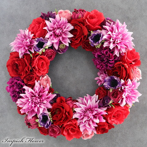 楽天市場】リース 造花 豪華 特大 壁掛け W-478 53cm アートフラワー