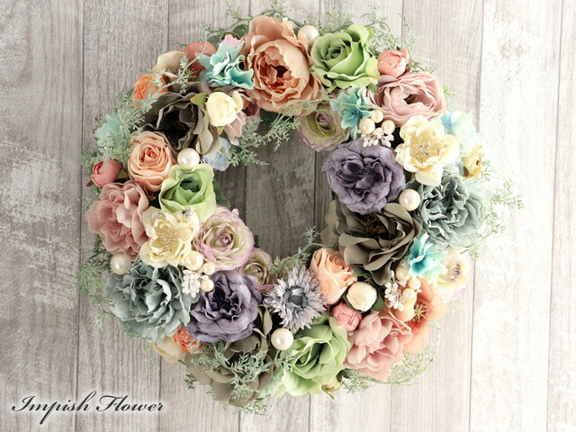 楽天市場】リース 造花 特大 壁掛け 高級 45cm 豪華 フラワーリース