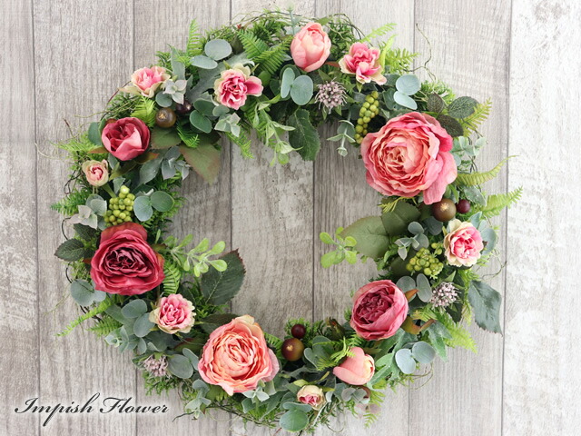 楽天市場】リース 造花 壁掛け フラワーリース アーティフィシャル