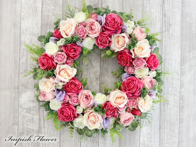 楽天市場】造花 リース 高級 豪華 特大 壁掛け アートフラワー 玄関