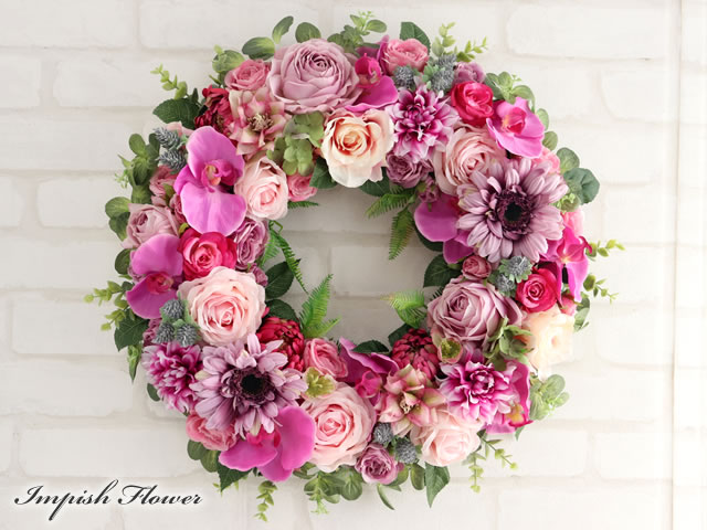 楽天市場】リース 造花 壁掛け フラワーリース 豪華 特大 壁掛け