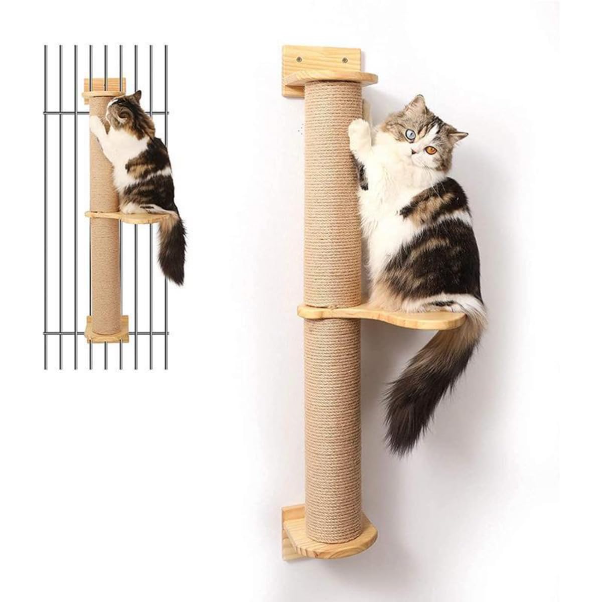 引っ掻き柱付き添い人猫自然過程木、飾りつけ式黄麻松ハンモック (猫 活動 天然木)