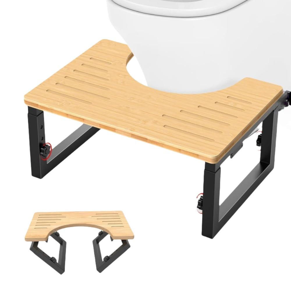 トイレ 踏み台 折りたたみ 3段階 高さ調節可能 バンブー トイレスツール 天然竹製 足置き台 補助台 昇降式 安定 子供 大人 高齢者 トイレトレーニング 介護用品 省スペース おしゃれ 収納便利 滑り止め付き 木目調 バスルーム 踏台|NeoMart