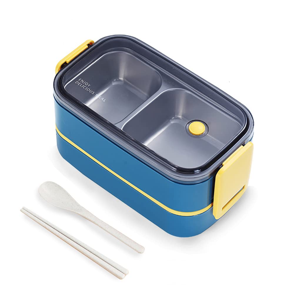 弁当箱 大電気容量 1400ml 2層 昼御飯ボックス席 ステンレス鋼 304 弁当 手抜かり押しとどめる エアベント付き添い人 保温 密閉 二段 セパレート 中仕切り お匙 箸 仕掛ける 分かりやすい 今めかしい 携帯型 観光旅行 ピクニック 通い 通学 保護すること入れもの ブル