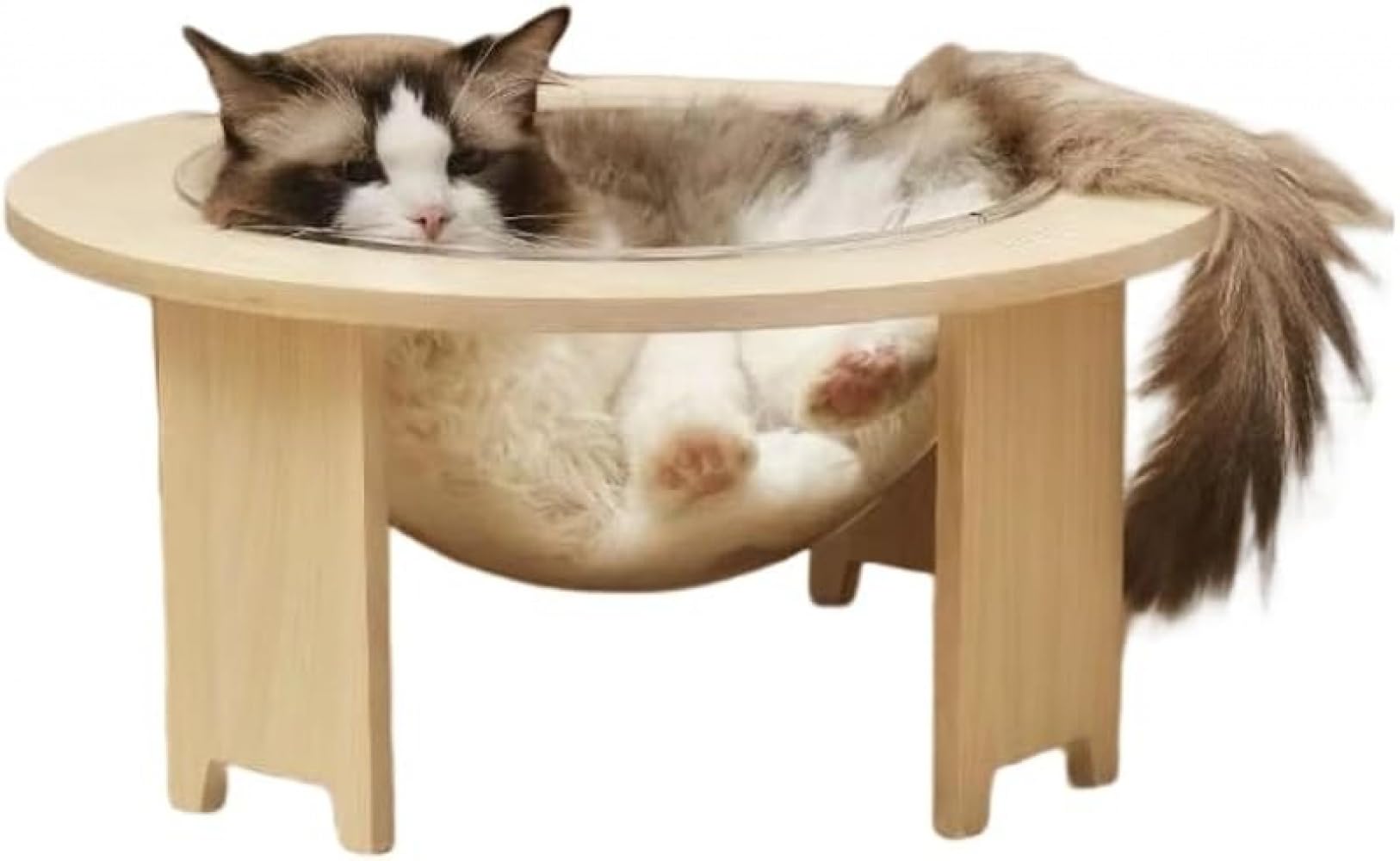 猫 ベッド 透明 宇宙船 キャットハウス 木製 ペットベッド カプセル型 丸型 45cm クリア 室内 昼寝 平置き 高架 脚付き ボウル キャットウォーク風 おしゃれ ナチュラル インテリア 組み立て式 洗える 清潔 大型猫 小型犬 中型