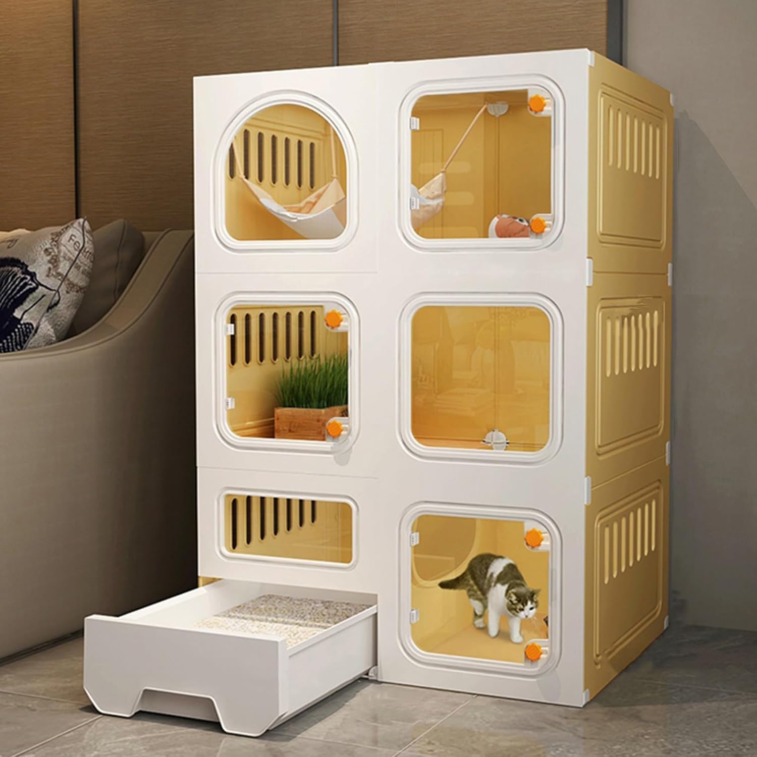 猫ケージ 大型 3段 2列 キャットケージ ワイド 引き出し式トレー付 猫トイレ一体型 多頭飼い 掃除簡単 脱走防止 扉ロック ペットゲージ 組立式 ハウス 室内飼い 頑丈 猫用ケージ ネコちゃん キャットハウス 留守番 保護 快適 コンパ｜NeoMart