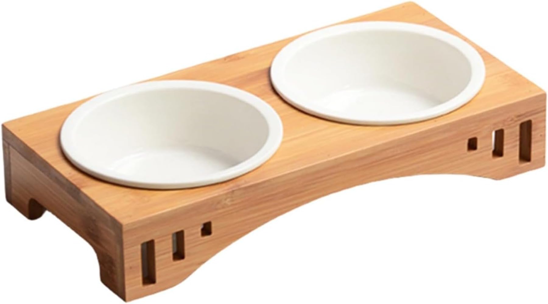 猫 ボウル 陶器製 フードボウル 木製 スタンド 傾斜付き ペット食器 1球 2球 3球 猫用 犬用 ご飯皿 セラミック 餌入れ 水入れ 水飲み器 食べやすい 食器台 安定感 天然竹製 おしゃれ スタイリッシュ セット 衛生的 洗いやすい｜NeoMart