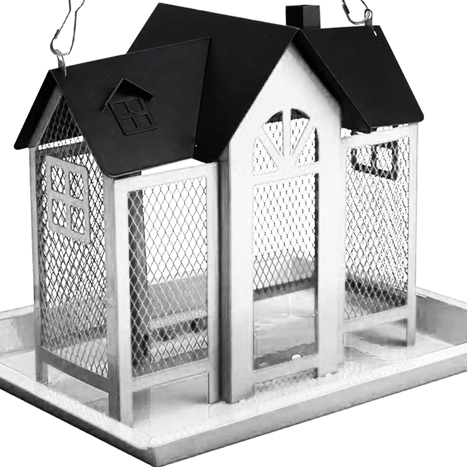 鳥の餌箱 バードフィーダー 吊り下げ 野鳥 餌台 メッシュ社会システム 住みか型 大静電容量 喰らわせる器 金属元素製 耐候性 庭 べランダ 庭園オブジェ 飾りつけ 室外 ガーデニング 今めかしい 可愛らしい アンティーク風 洗い濯ぎ 詰め替え 飾り気の無い 白いこと 赤いこと