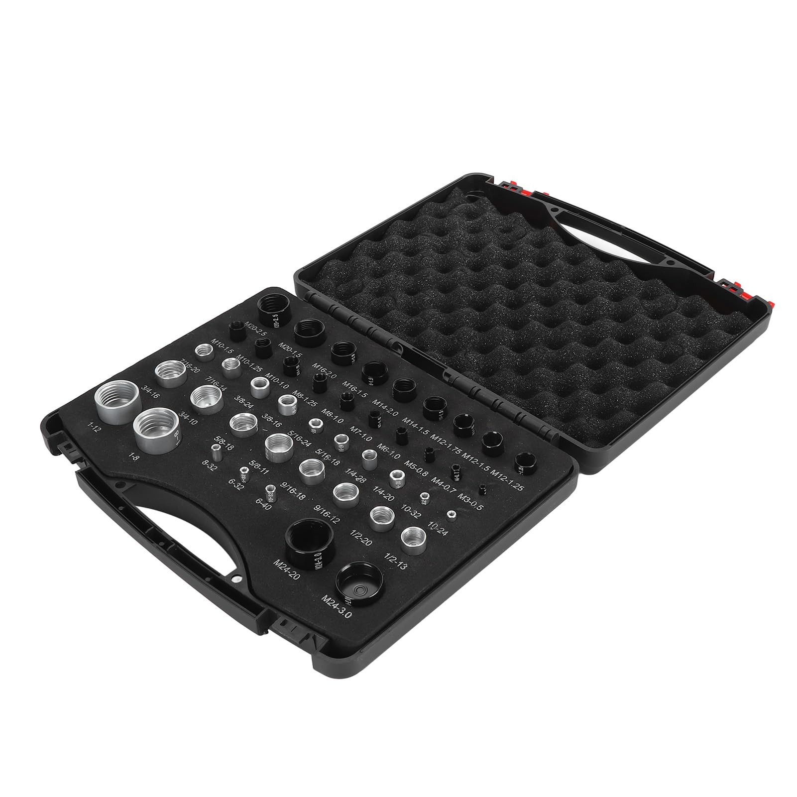 ねじゲージ ナット ボルト 識別 判定 ネジピッチゲージ アルミ製 メートル インチ ネジ径 測定 定規 工具セット 精密 錆びにくい 自動車整備 機械修理 配管 メンテナンス プロ仕様 DIY 収納ケース付き 44点セット 1-12 1-｜NeoMart