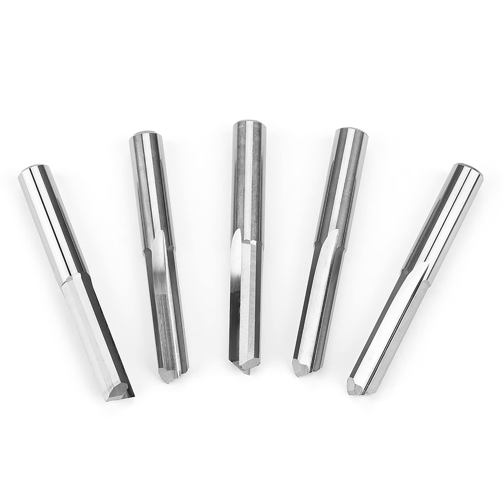 超硬ストレートビット 5本セット 軸径6mm 刃長22mm 2枚刃 ルータービット 木工用 フライスカッター 切削工具 溝掘り 縁取り 合板 硬木 樹脂 収納ケース付き｜NeoMart 10,122円
