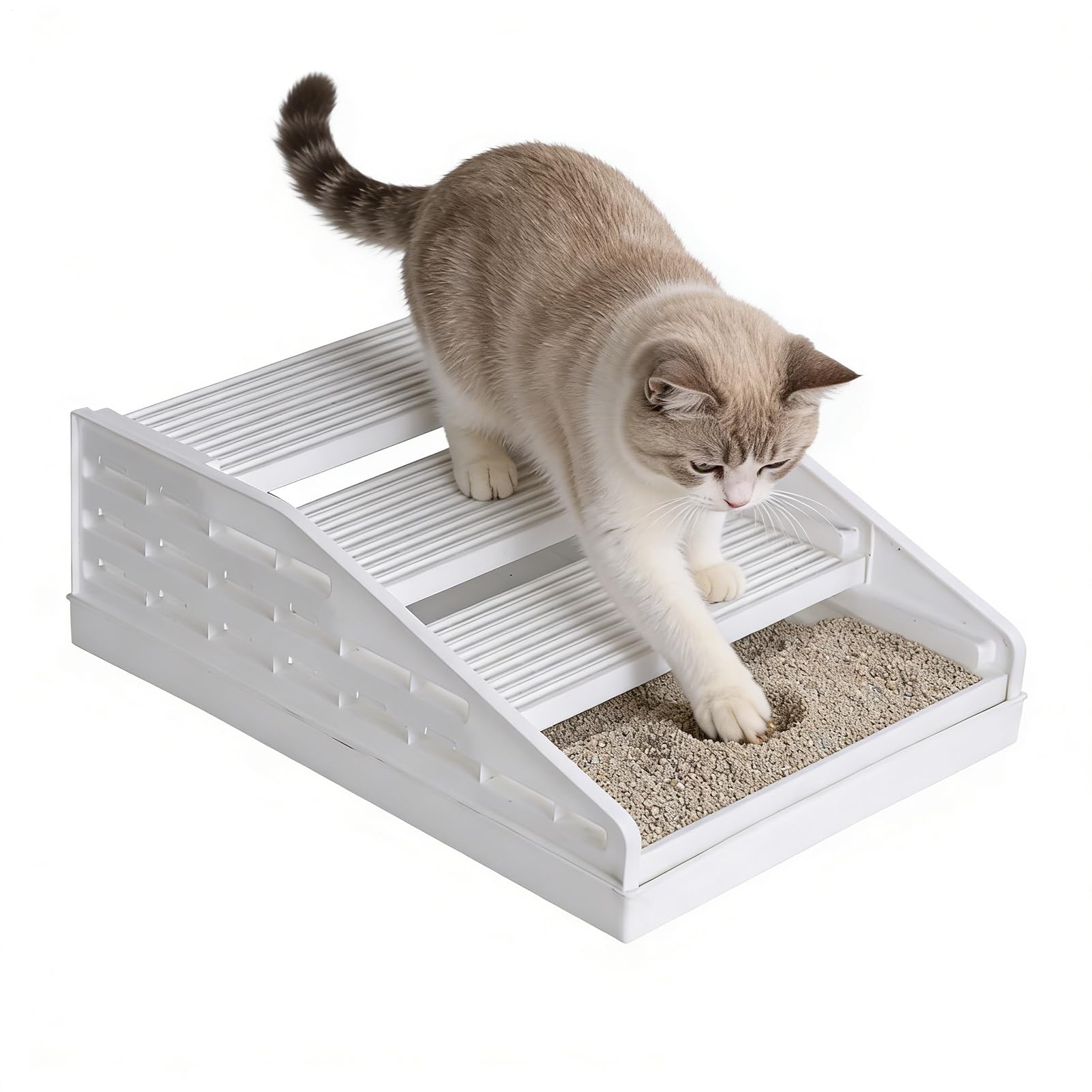 猫 室内用便器 足取り 猫砂 飛散押しとどめる 砂落とし 引っ敷き 上がり段 足拭き 猫用 踏み台 昇降 受け支える スノコ 飛び散り押しとどめる 上滑り打ち切り 可塑性物質 お取りつくろう飾り気の無い もの堅い 室内装飾 室内 介護 老猫 子ネコ 部屋の入り口 御茶の間 臥し所 洗面所 薄墨色 ホワ