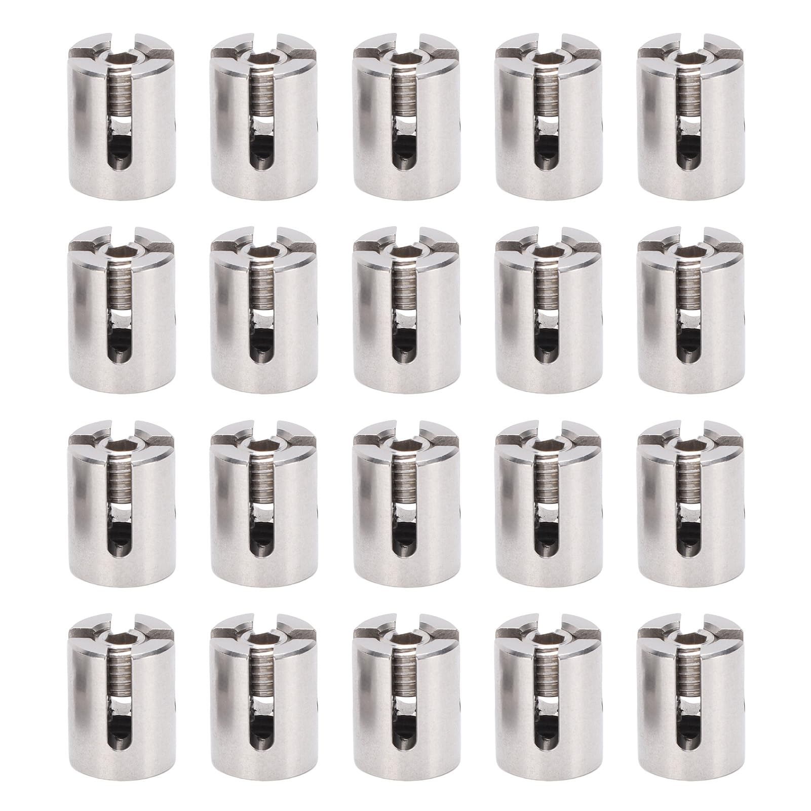 ワイヤーロープ クロスクランプ 20個セット 316ステンレス製 3mm 1/8インチ用 十字 固定金具 壁面トレリス ケーブル 手すり 園芸 農業 連結 パーツ DIY 六角レンチ付き|NeoMart