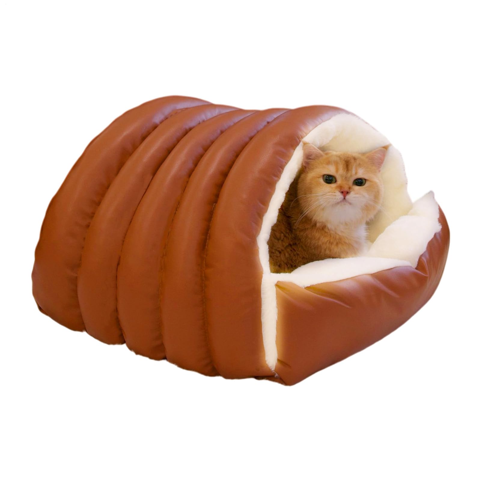 ペットハウス 猫 犬 ベッド 冬用 暖かい クロワッサン パン型 ペットベッド 大判 クッション ソファー 小型犬 中型犬 室内用 洗える 滑り止め 撥水 PUレザー生地 隠れ家 もこもこ 防寒 保温 おしゃれ かわいい キャットハウス ド｜NeoMart