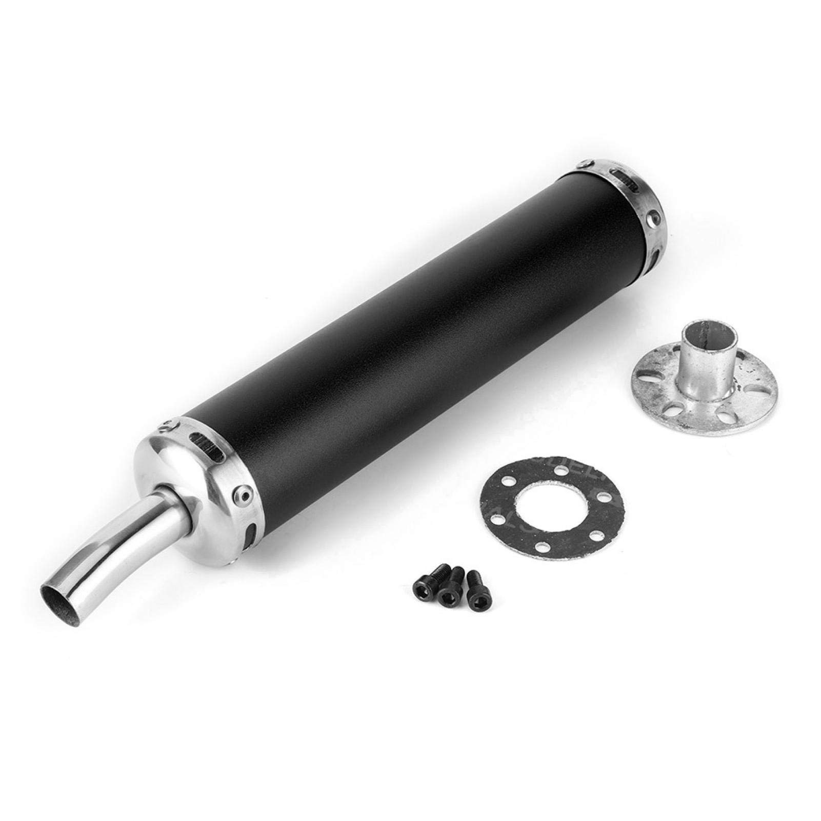 2ストローク バイク用 マフラー サイレンサー 汎用 20mm ステンレス チャンバー 消音器 排気 パイプ 補修 修理 交換 メンテナンス カスタム ドレスアップ パーツ ブラック 外径 61mm 全長 349mm｜NeoMart